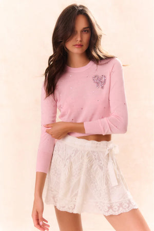 LoveShackFancy Pammie Embellished Wool Pullover