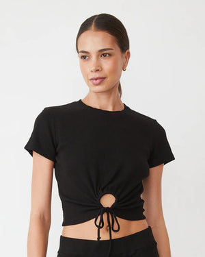 Monrow Tencel Rib Tie Top | Black