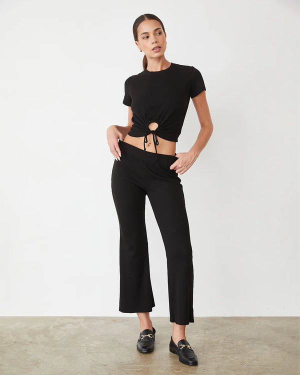 Monrow Tencel Rib Kick Flare | Black