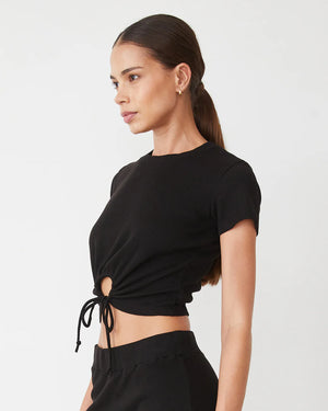 Monrow Tencel Rib Tie Top | Black