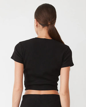 Monrow Tencel Rib Tie Top | Black