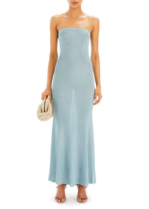 Seroya Narissa Metallic Knit Maxi Dress | Sky Blue
