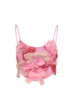 LoveShackFancy Woodley Bow Bustier Top