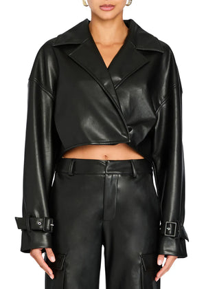 Seroya Koda Vegan Leather Cropped Trench