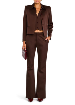 Seroya Elvira Heavy Satin Flare Trouser| Ash Brown