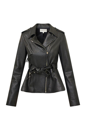 LoveShackFancy Montine Lamb Leather Moto Jacket