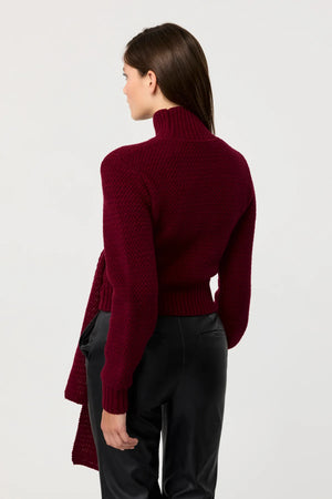 Toccin Aspen Long Sleeve Tie-Front Sweater | Burgundy