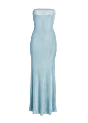 Seroya Narissa Metallic Knit Maxi Dress | Sky Blue