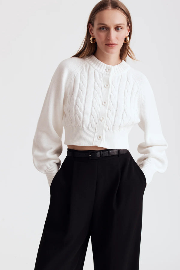 Toccin Rita Cotton Cropped Cardigan | Ivory