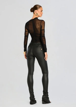 Seroya Mila Ruched Bodysuit with Asymetric Neck