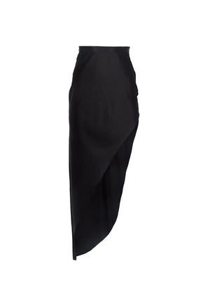 Fleur Du Mal Silk High Slit Skirt | Black