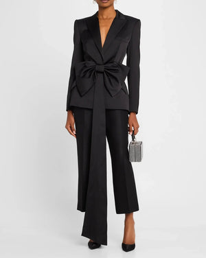 Sans Faff Sloan Structured Blazer With Detachable Bow | Black