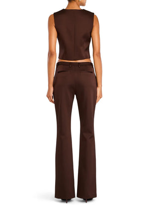 Seroya Elvira Heavy Satin Flare Trouser| Ash Brown