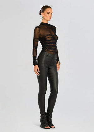 Seroya Mila Ruched Bodysuit with Asymetric Neck