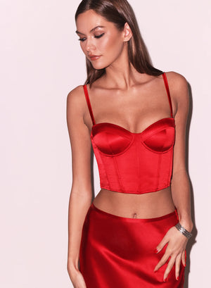 Fleur Du Mal Cropped Hamptons Bustier | Red