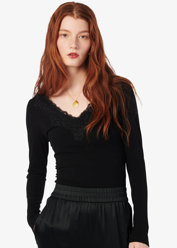 Cami NYC Rooney Rib Knit Top | Black