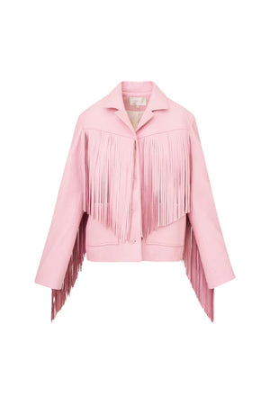 LoveShackFancy Geraline Leather Fringe Jacket