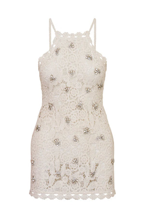 LoveShackFancy Considine Embellished Crochet Mini Dress