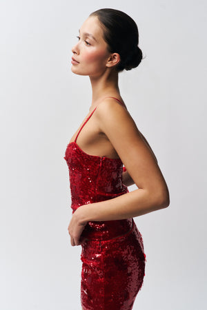 Danielle Guizio Paillette Cami | Candy Apple Red