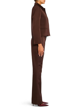 Seroya Elvira Heavy Satin Flare Trouser| Ash Brown