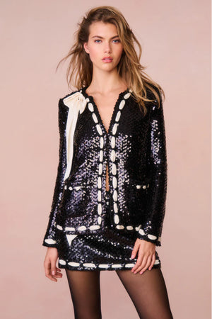 LoveShackFancy Rosina Ribbon Sequined Jacket