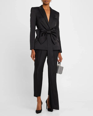 Sans Faff Sloan Structured Blazer With Detachable Bow | Black