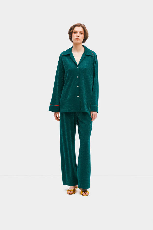 Sleeper Saturn Lurex Pajama Set | Jade