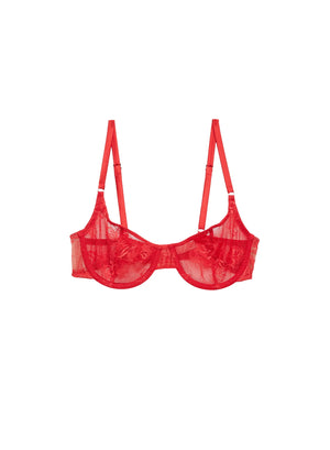 Fleur Du Mal Bouquet Lace Scooped Balconette | Ruby Red