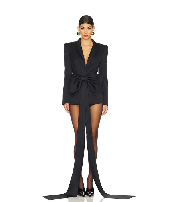 Sans Faff Sloan Structured Blazer With Detachable Bow | Black