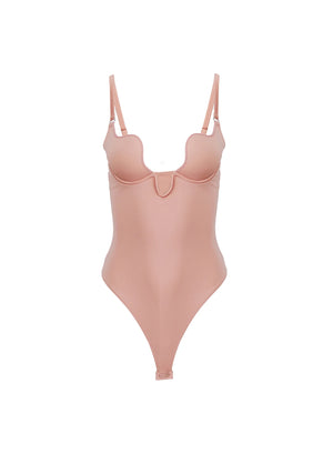 Fleur Du Mal Le Stretch Micro Seduce U-Plunge Bodysuit | Tan