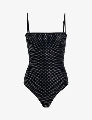 Commando Party Starter Bodysuit Thong | Crystal Black