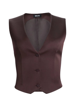 Seroya Edwina Havey Satin Vest | Ash Brown