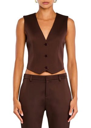 Seroya Edwina Havey Satin Vest | Ash Brown