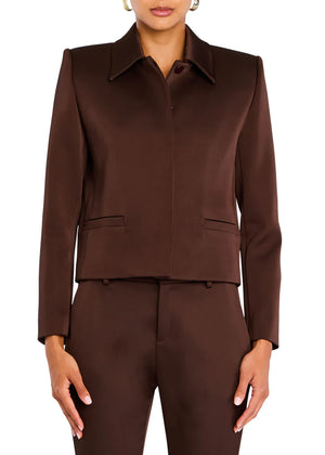 Seroya Bex Satin Jacket | Ash Brown