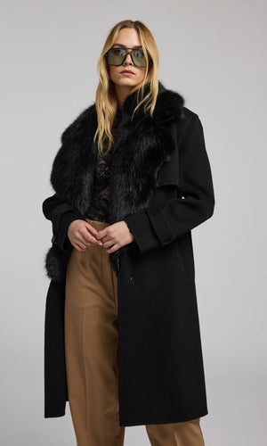 Generation Love Annakin Faux Fur Collar Wool Jacket