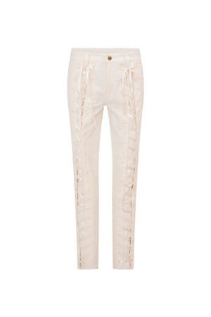 LoveShackFancy Doro Lace Up Bow Pants