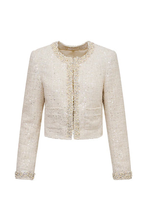 LoveShackFancy Vintra Embellished Tweed Jacket