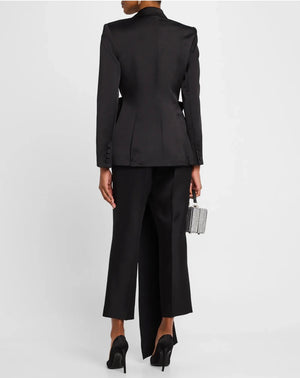 Sans Faff Sloan Structured Blazer With Detachable Bow | Black