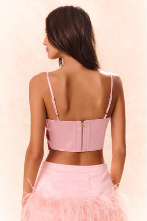 LoveShackFancy Woodley Bow Bustier Top