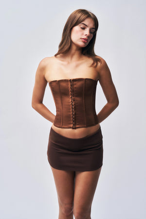 Danielle Guizio Micro Mini Stretch Skirt | Brown