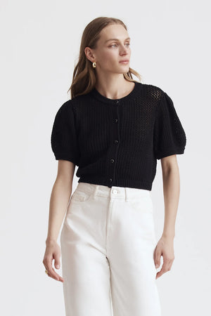 Toccin Samantha Crochet Short Sleeve Cropped Cardigan