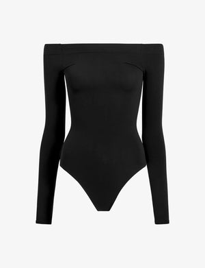 Commando Ballet Off-Shoulder Bodysuit with Thumbholes | Black