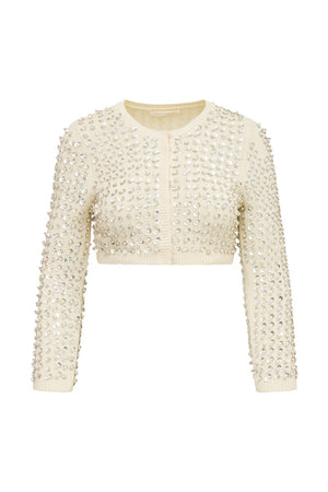 LoveShackFancy Tracey Sequin Cropped Cardigan