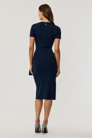 Toccin Agnes Tie Front Knit Dress  | Navy