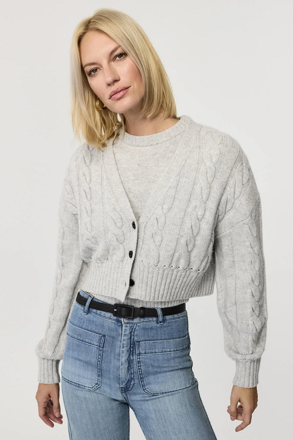 Toccin Rita Cotton Cropped Cardigan | Grey