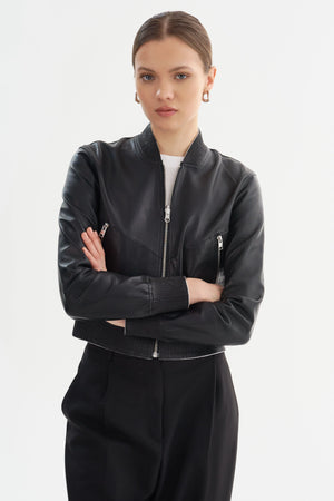 LaMarque Kordella Reversible Leather Jacket | Black & Silver