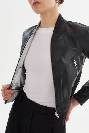 LaMarque Kordella Reversible Leather Jacket | Black & Silver