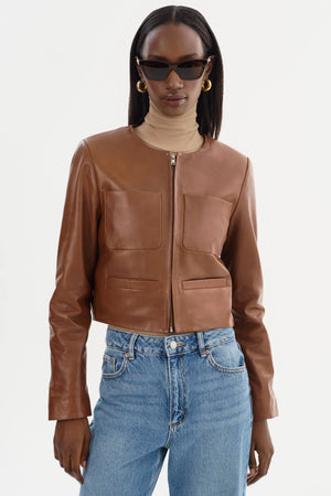 LaMarque Linette Leather Biker Jacket | Luggage