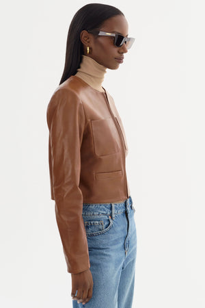 LaMarque Linette Leather Biker Jacket | Luggage