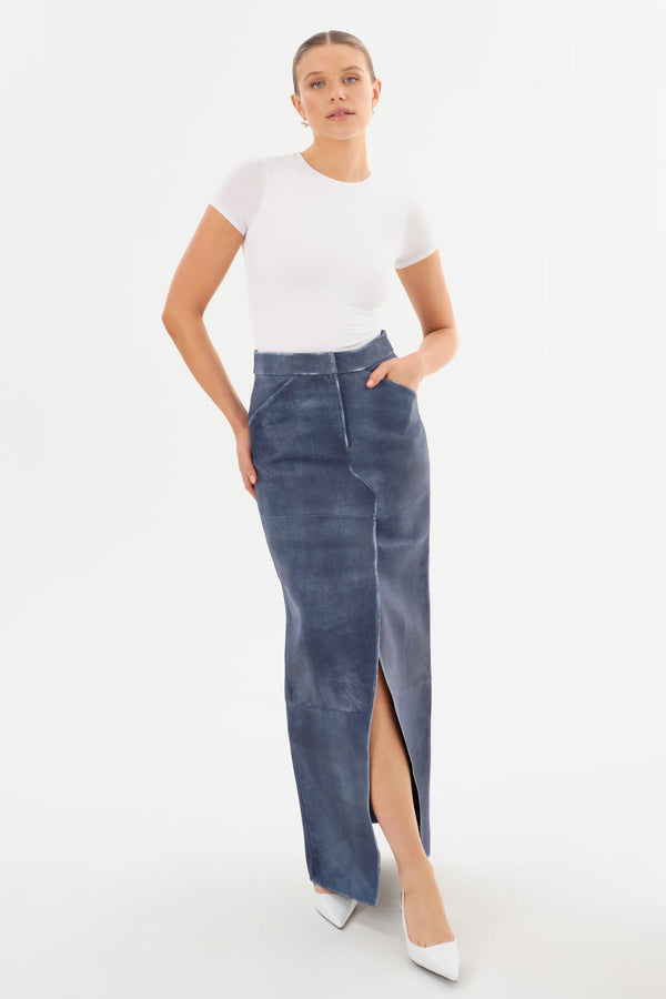 LaMarque Amriette Leather Maxi Skirt | Dark Indigo